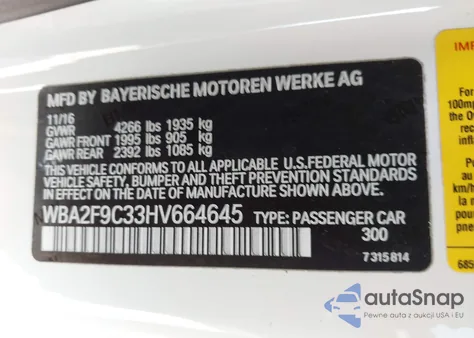 2017 BMW 230I from USA, damaged, VIN WBA2F9C33HV664645